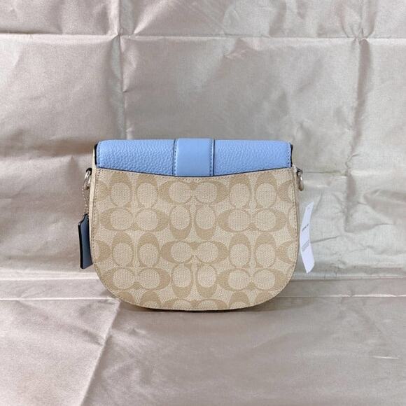 Coach C2806 Georgie Saddle Bag In Signature Canvas In Light Khaki/Marble Blue - Picture 3 of 5